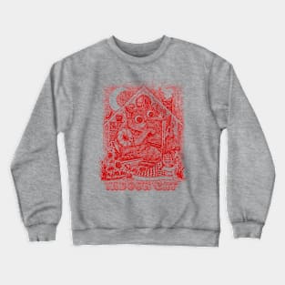 Indoor Cat Red Illustration Introvert Cartoon Crewneck Sweatshirt